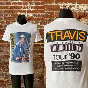 90S Randy Travis No Holdin Back Tour Tshirt  1990 Randy Travis 2 Sided Tshirt